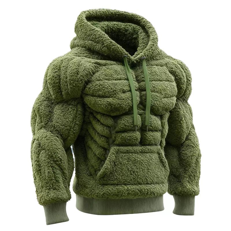3D Effect Muscle Hoodie Autumn/Winter New Collection with Velvet Warm Hoodie