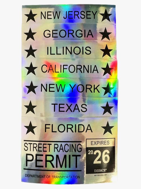 50 states 2025 Laser Street Racing Permit Sticker