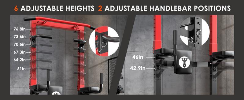 【DlandHome】Multifunctional Pull-Up Station: Foldable, High Weight Capacity, Multi-Level Height Adjustment, Home Upper Body Fitness Rack | Thick-Tube Stable Frame + Padded Cushions, Suitable for Pull-Ups, Push-Ups & Various Workouts