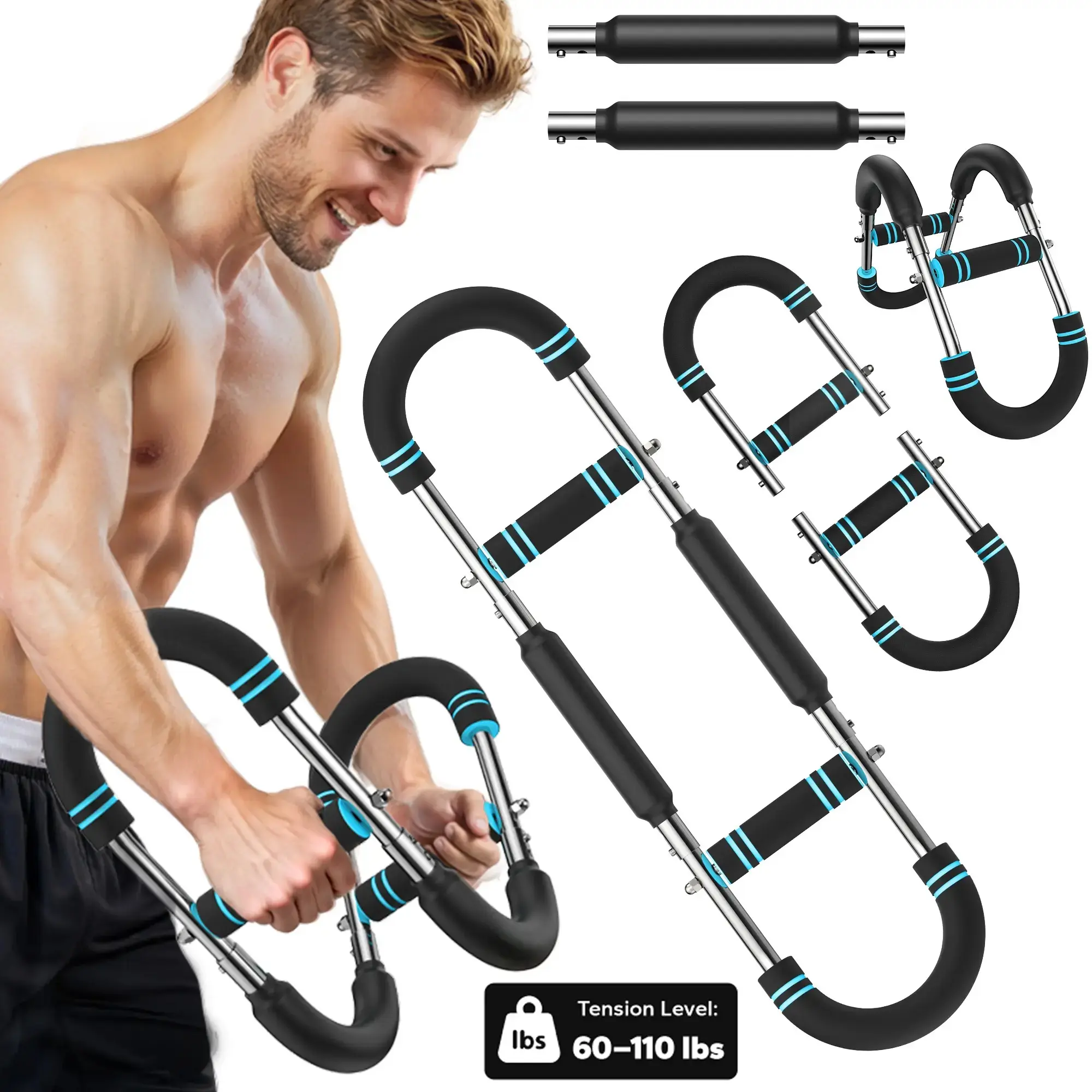 Adjustable Power Twister Bar - Adjustable Workout Equipment, Arm Strengthener, Chest Shoulder Trainer, Strength Training Accessory for Home Gym Upper Body Fitness