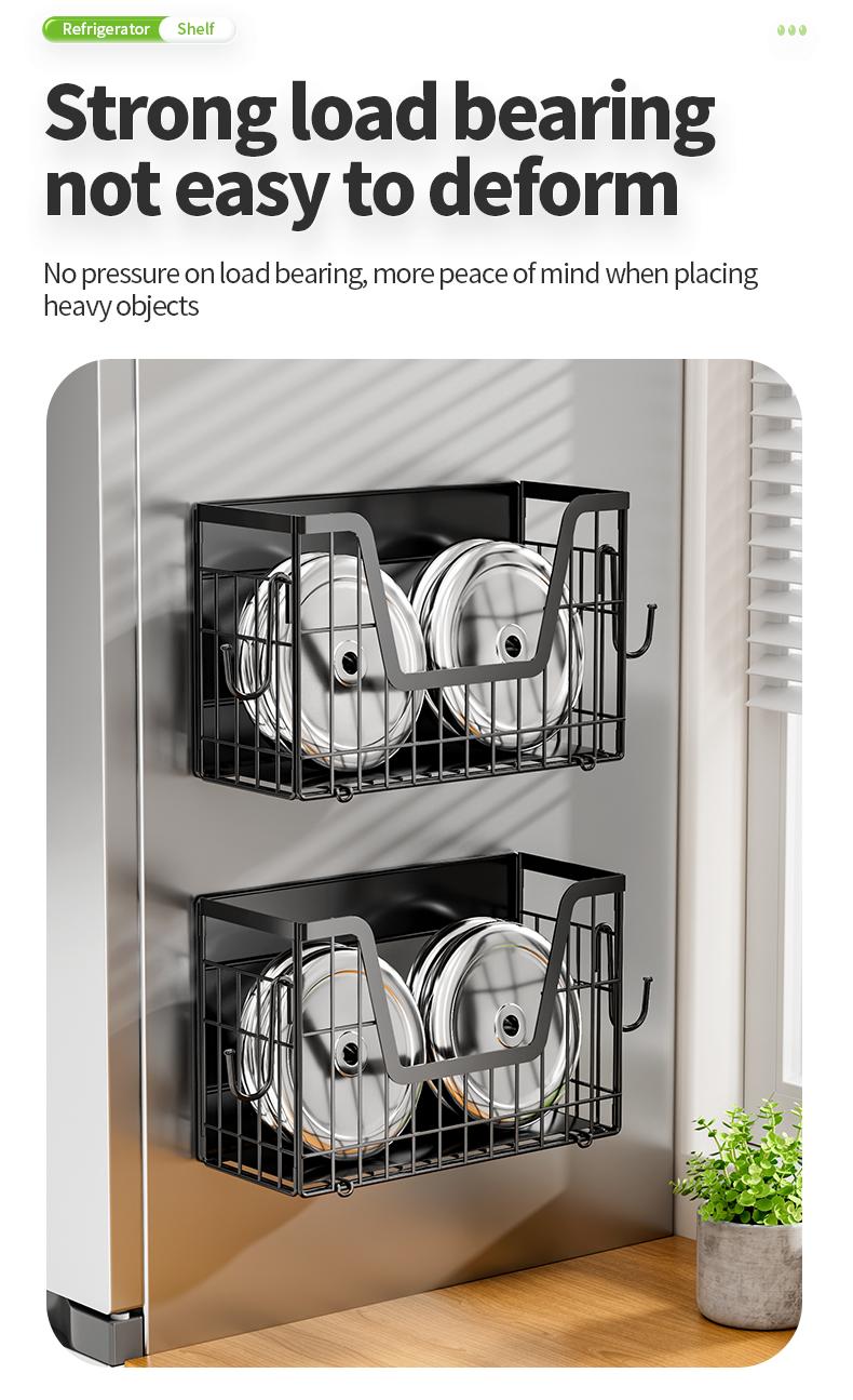 【Holiday Deals】San Dream Magnetic Shelf for Fridge Spice Rack Organizer Strong Magnetic Fruit Basket for Refrigerator Laundry Organizer Spice Snacks Magnet Fridge Shelf-1PC&2PCS