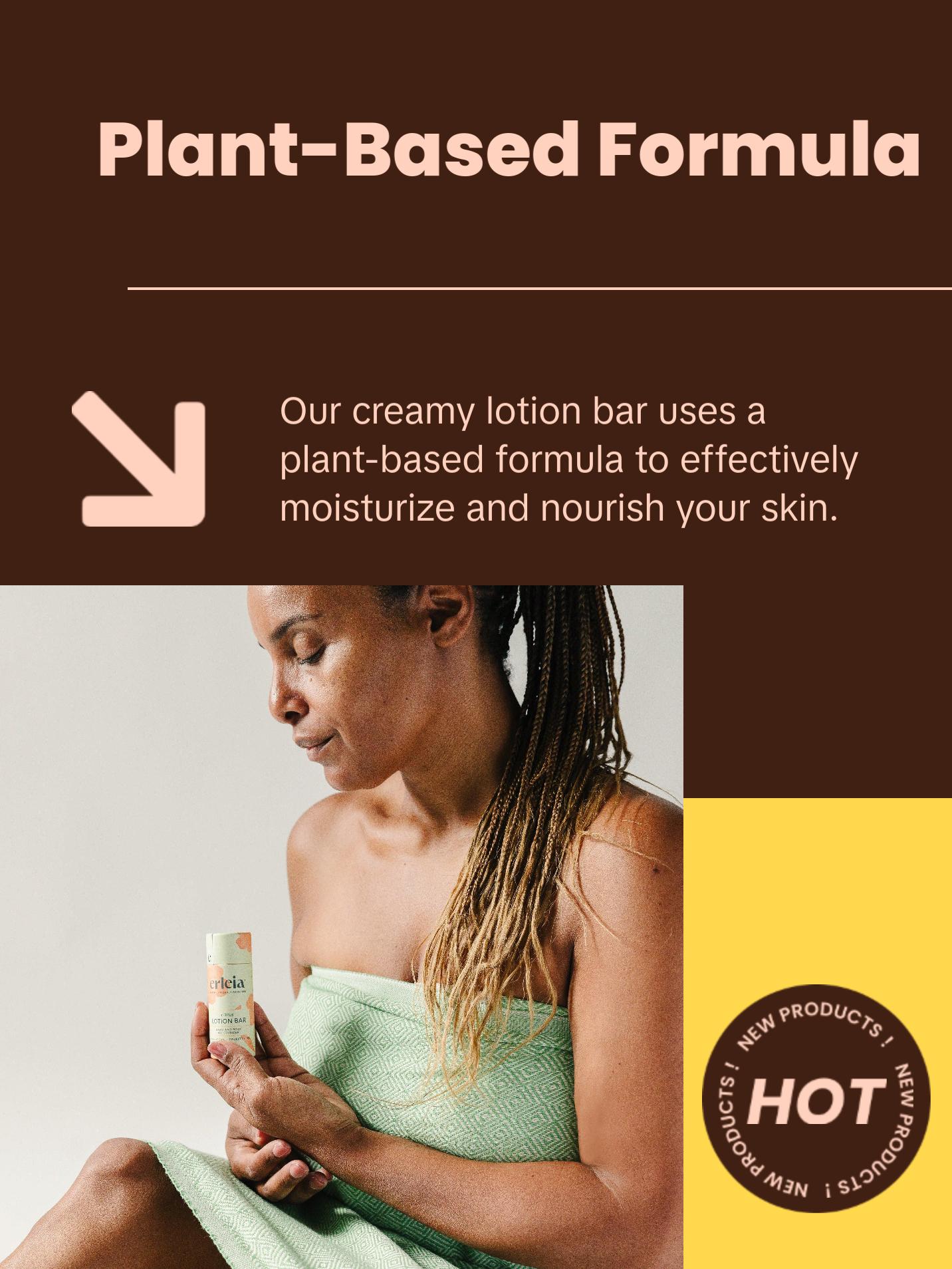 100% Vegan and Cruelty-Free Lotion Bar for Moisturizing and Nourishing Hands and Body, 2 oz - Body Care, Moisturize