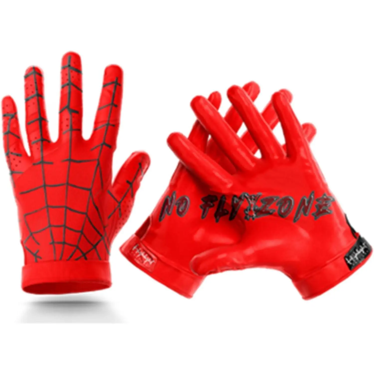 Red Web No Fly Zone - Football Gloves for Youth and Adult - Ultra Grip Wide Receiver Gloves - Superior Support and Protection - Adult and Youth Sizes