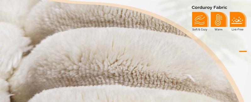 VINGLI 56" Oversized Chaise Lounge Chair, Comfy Corduroy Chaise Sofa Recliner Bed Upholstered Sleeper Couch Bed with Throw Pillows and Armrests for Living Room, Movie Room, Bedroom Upscale