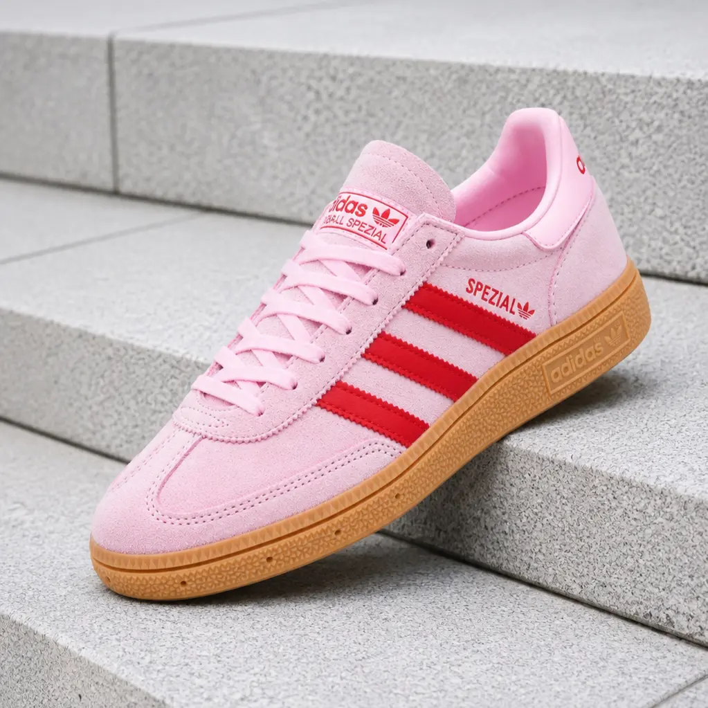 Adidas Handball Spezial Pure Pink Red Ruby GS & Women's Trendy Fashion Sneaker Walking Footwear Sports Shoes New