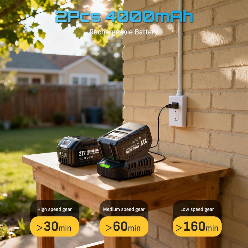 SEESII 40V Cordless Leaf Blower with 680CFM/210MPH Brushless Motor, 2x 4000mAh Batteries & 2 Chargers, Variable Speed & Turbo Button for Lawn Care & Debris Removal SEESII 40V Cordless Leaf Blower with 680CFM/210MPH Brushless Motor, 2x 4000mAh Batteries & 2 Chargers, Variable Speed & Turbo Button for Lawn Care & Debris Removal