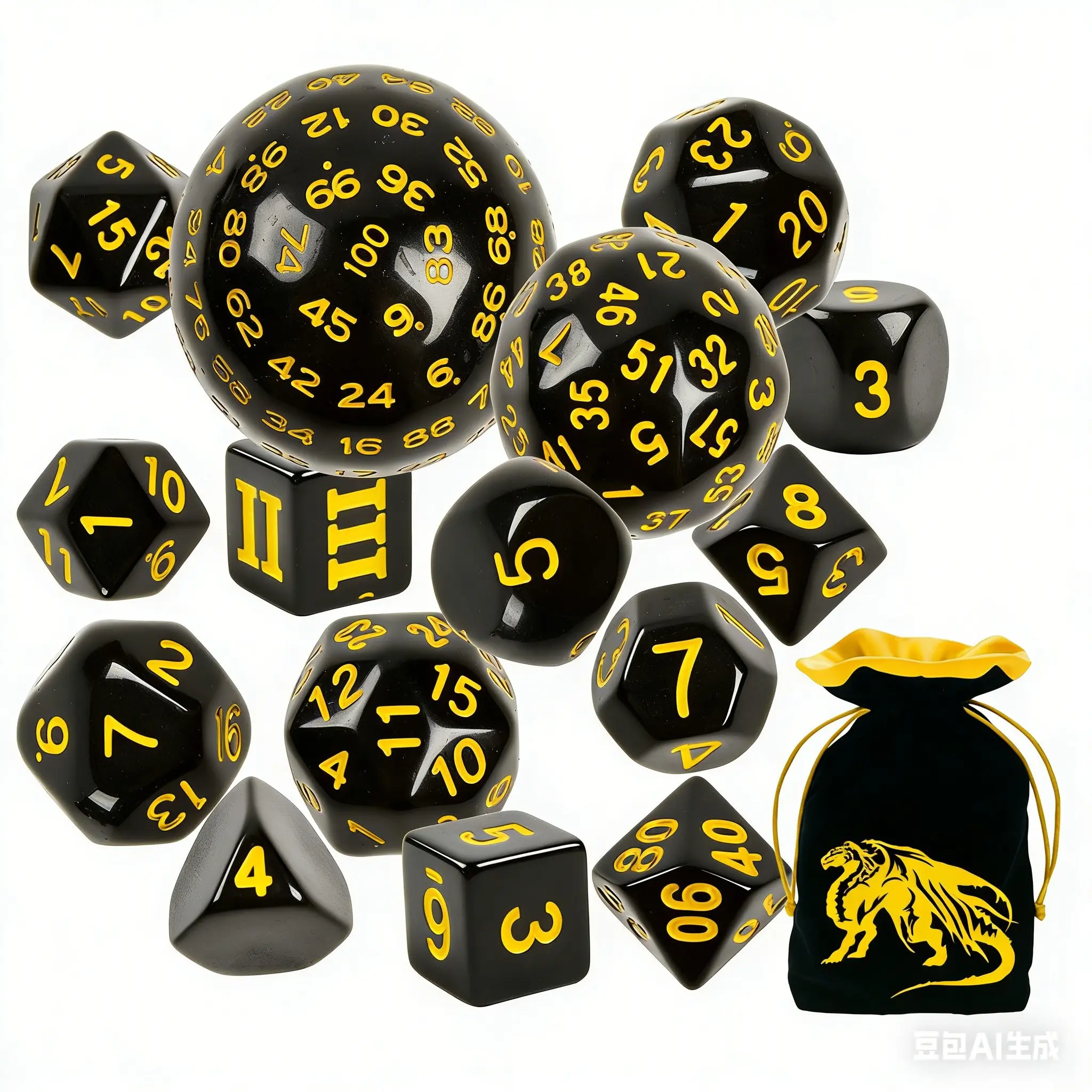 15-Piece Multi-Sided Polyhedral Dice Set, D3-D100, Includes Bag, Bulk Dice, Perfect for Role-Playing Games, Board Game Accessories, Ideal Gift for Tabletop Gamers