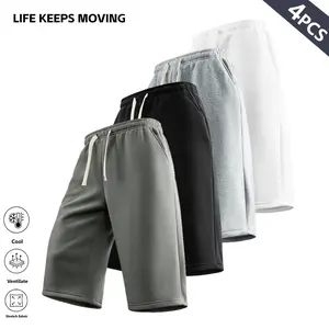 LIFE KEEPS MOVING Men’s Solid Color Fashion Sports Shorts, 4/3/2/1 Pack — drawstring waist, casual comfortable breathable side-pocket design, lightweight and airy, regular fit