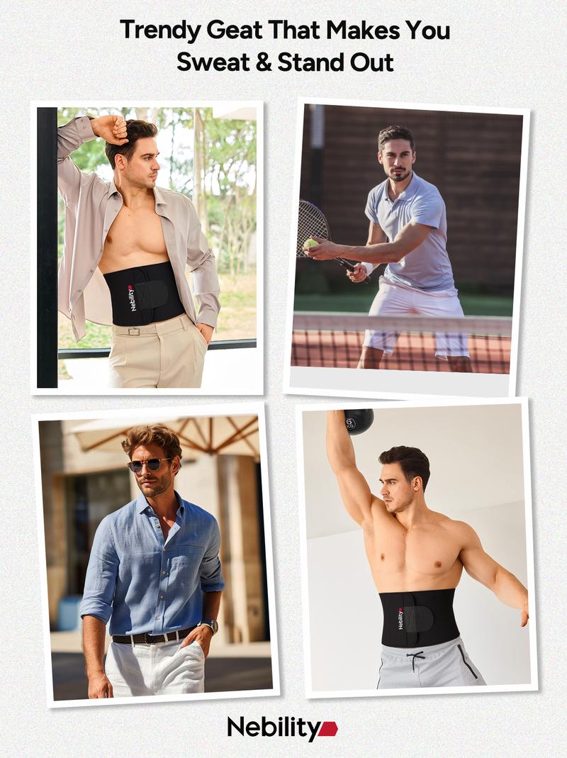 【Nebility】Men’s Waist Trainer Fitness Belt – Sweat-Activating Waist Trimmer with Support, Core Temperature Boost, Lumbar Support & Adjustable Velcro Fit 【Nebility】Men’s Waist Trainer Fitness Belt – Sweat-Activating Waist Trimmer with Support, Core Temperature Boost, Lumbar Support & Adjustable Velcro Fit