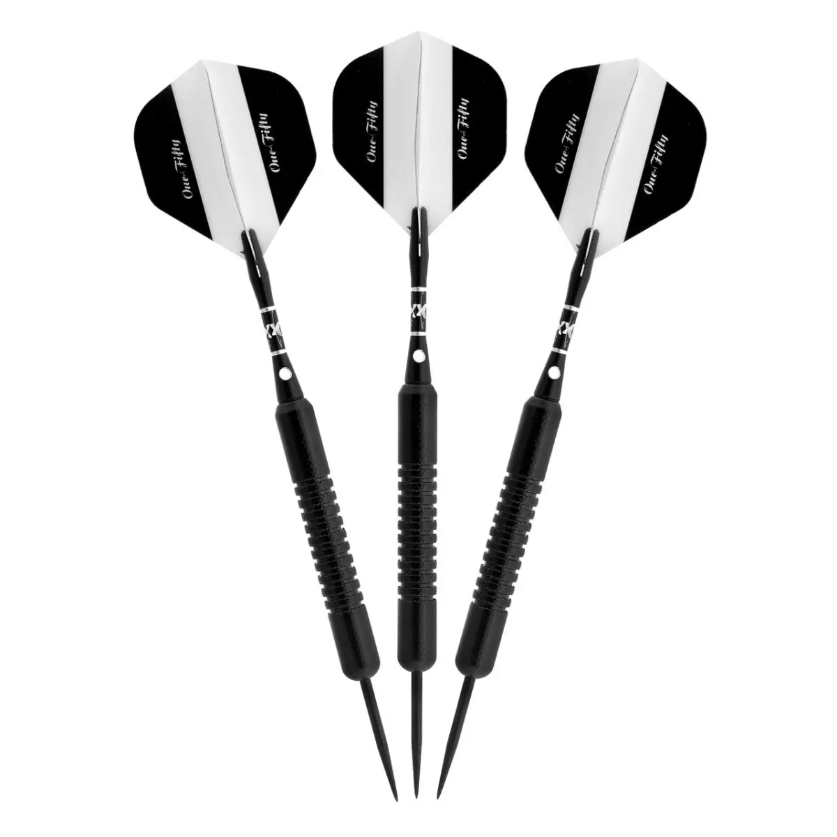 212 MAIN Elkadart Black 150 Steel-Tip Darts Shopping Set - 22g, Jet Black with Prism Ringed Silver Accents, Sports & Outdoor Leisure Recreation Equipment