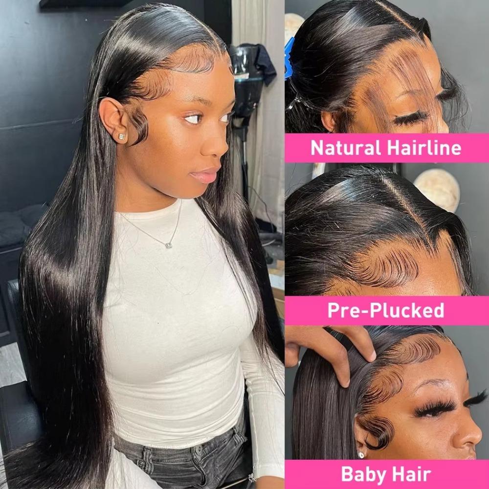 Bling Hair 34 36 Inch 180 Density Bone Straight 13X6 Hd Lace Frontal Wigs Human Hair 13X4 Transparent Lace Front Pre Plucked 360 Lace Wigs For Women
