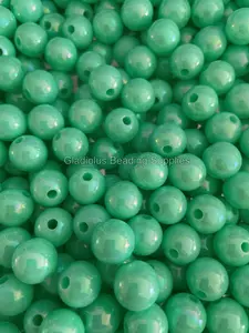 12mm Ab Mint Beads, Shiny Beads, Round, Loose, 0.47 inches, Chunky, Gumball