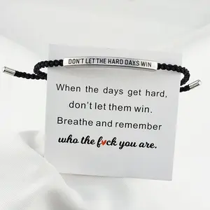 Dont Let The Hard Days Win Bracelet for Women Adjustable Handmade Braided Bracelet Stainless Steel Tube Engraved Inspirational Bracelet for Women Men Inspirational Jewelry Gifts
