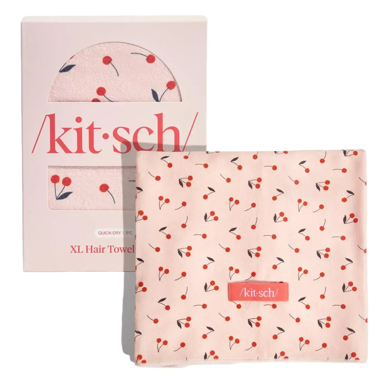 Cherry Print XL Hair Towel Wrap, Quick Dry