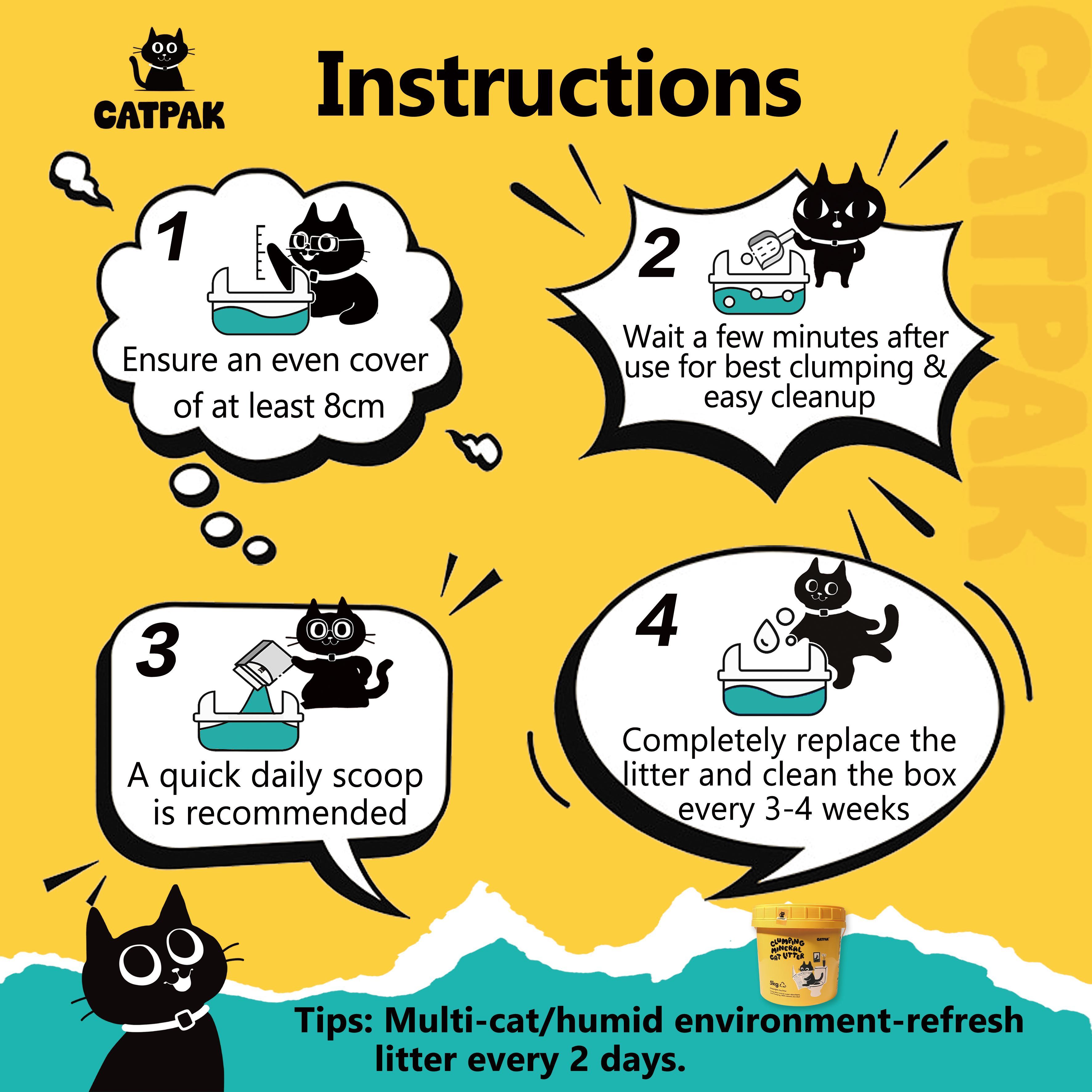 BUY 2 GET 2 FREE! CATPAK Universal Mineral Cat Litter Tub Pack, 4×5KG Tubs, Fast Clumping, Highly Absorbent, Low Dust, Strong Odor Control, Recyclable Packaging BUY 2 GET 2 FREE! CATPAK Universal Mineral Cat Litter Tub Pack, 4×5KG Tubs, Fast Clumping, Highly Absorbent, Low Dust, Strong Odor Control, Recyclable Packaging