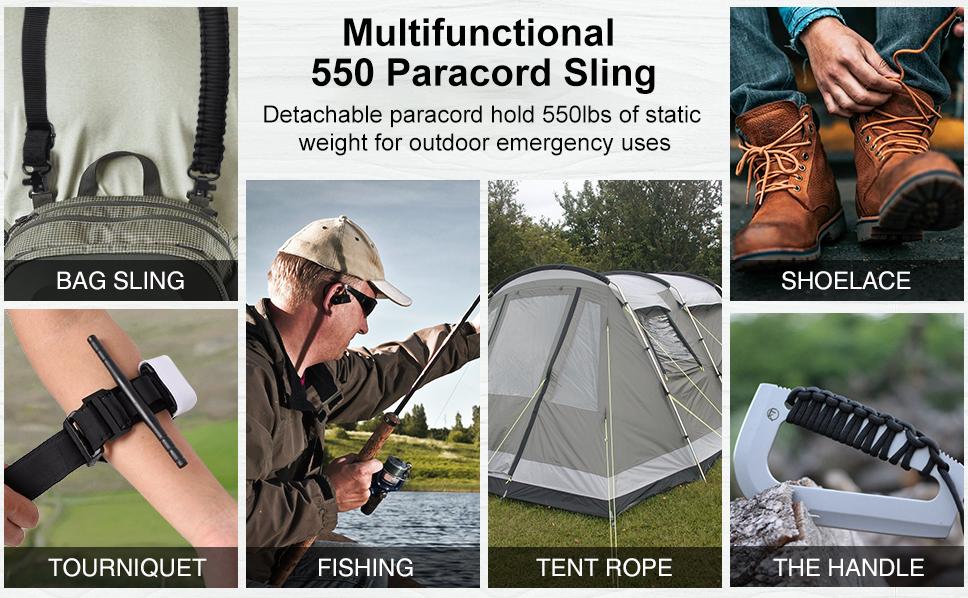 【New Arrivel】Nylon 2 Point Sling Strap 550 Paracord Sling with Tri-Lock Swivel For Outdoors - Multiple Colors