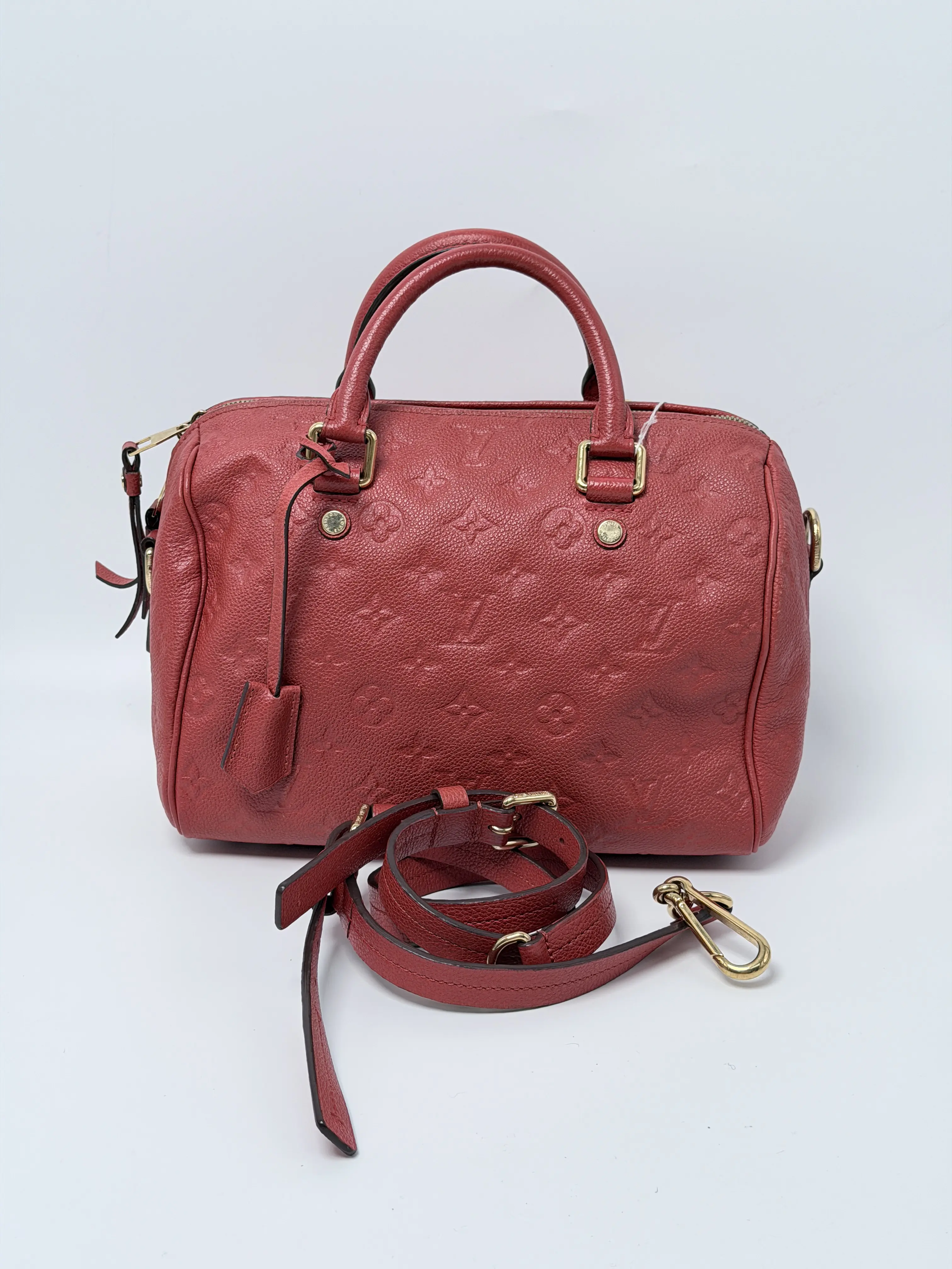 Pre-owned Louis Vuitton Leather Shoulder Bags Monogram Empreinte Speedy Bandoulière Top Handle Crossbody Bag with key and lock JE60LV