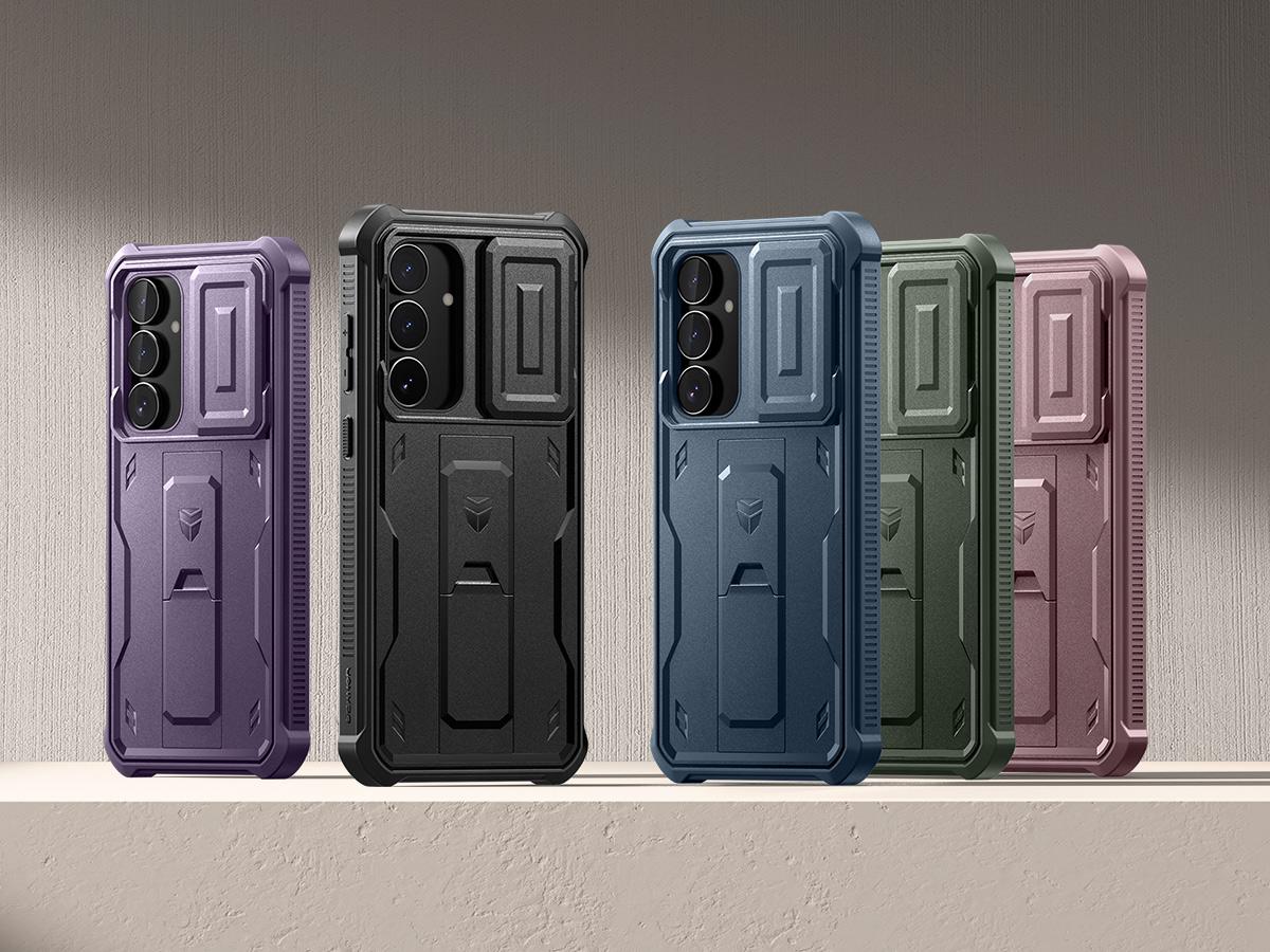 Dexnor for Samsung Galaxy S25 FE Case with Upgraded Slide Camera Cover & 2 Front Frames & Built-in Screen Protector & Kickstand, Heavy-Duty Rugged Case Full-Body Protective Cover(2025)