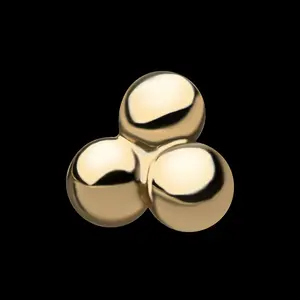 14Kt Yellow Gold Threadless Trinity Ball Flatback Stud Earring