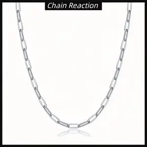 Paperclip Chain Necklace for men women, 925 sterling silver Plated,Waterproof & Hypoallergenic, 19.68/23.62inches  Tarnish-Resistant, 4MM, Layering Chain