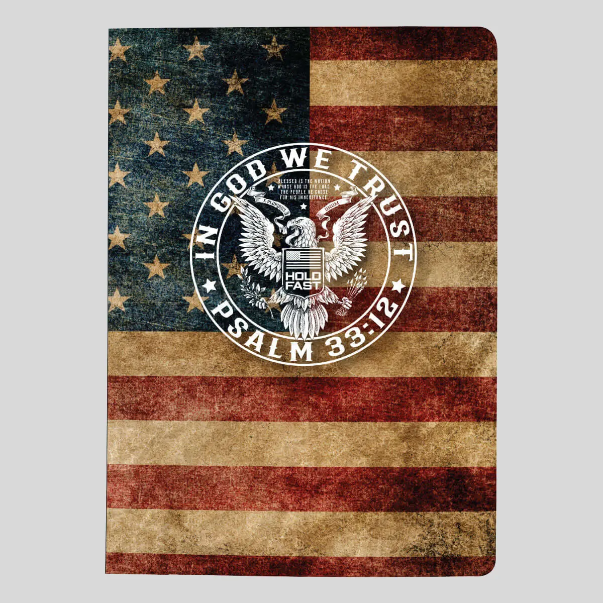 HOLD FAST Men's Flexible Devotional Journal - 8.4"x5.5" Writing Notebook, 160 Lined Pages, Front Presentation Page, Journaling Notebooks for Bible Study, Church Notes Journal (In God We Trust), Reflections