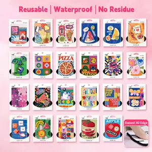 SHANLE LAB 3 Pack Art 3D Stickers Set Indie Aesthetic & Foodie Designs for Bags Journals & Laptops Moody Aesthetic Soft Colors Expressive Designs