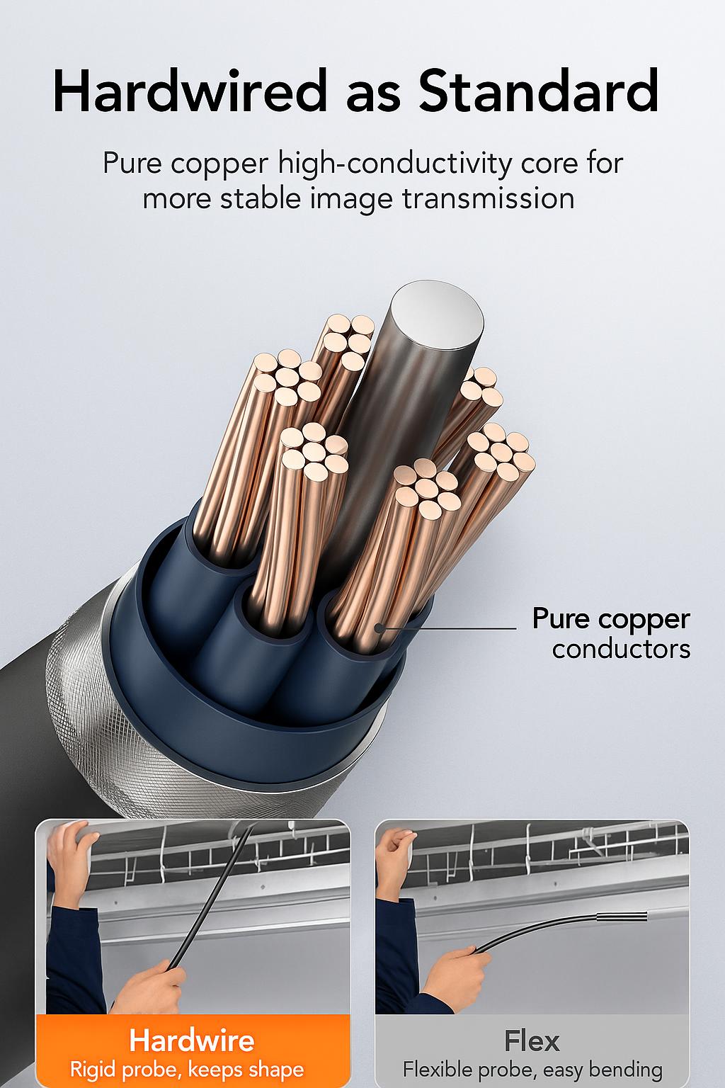 OBD Scanner with 4.3" IPS Borescope Camera IP67 Waterproof Car Pipe Engine Inspection Diagnostic 5MP Dual-Lens Endoscope 8 Adjustable LEDs Plug & Play