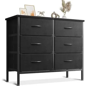 Dresser for Bedroom Dresser TV Stand with 6 Storage Drawers, Small Fabric Dresser Chest of Drawers for Closet Organizer Clothes, Black Dresser for Bedroom, 6 Drawer Double Dresser, Fabric Storage Tower with Fabric Bins, Chest of Drawers for Closet, Living