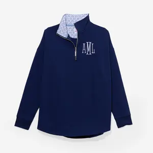 ML Marleylilly Monogrammed Quarter Zip Sweatshirt - Soft Cotton, Spandex, and Polyester Blend - Pullover