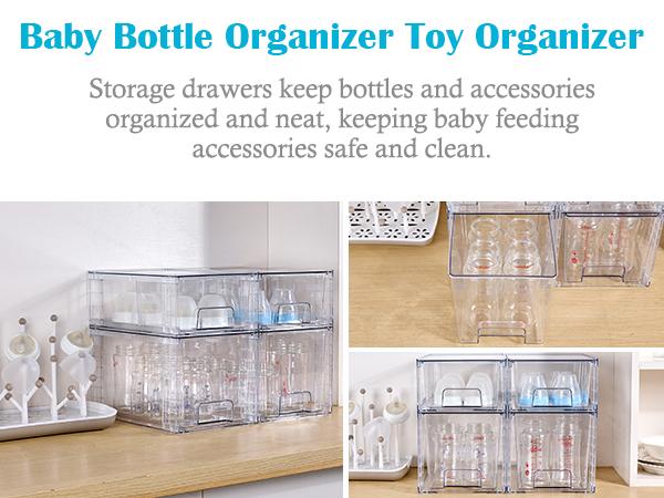 【Closet Organizer】Vtopmart 6 Pack Stackable Storage Drawers with Stickers, Bathroom Undersink Organizers for Nursing Bottles,Closet,Cabinet,Pantry,Medicine Organization