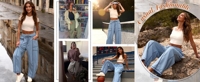 Tanming Women's High Waisted Barrel Sweatpants Baggy Wide Leg Drawstring Joggers with Pockets and Seam Stitch Details | Regular Lined for Fall & Spring, Cozy Fleece Lined for Winter Tanming Women's High Waisted Barrel Sweatpants Baggy Wide Leg Drawstring Joggers with Pockets and Seam Stitch Details | Regular Lined for Fall & Spring, Cozy Fleece Lined for Winter