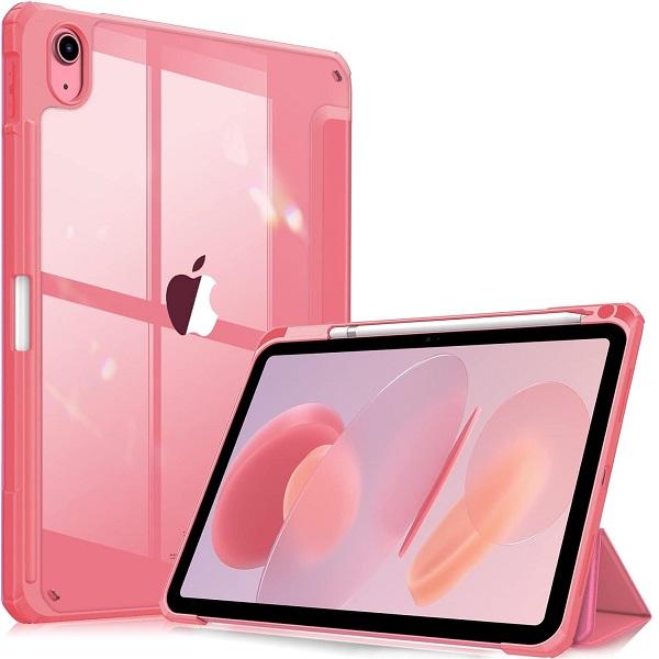 Fintie Case for iPad A16 11th Gen & iPad 10th Gen with Clear Back and Pencil Holder, Auto-Wake/Sleep, Girly iPad Cases, Pink iPad A16 Covers