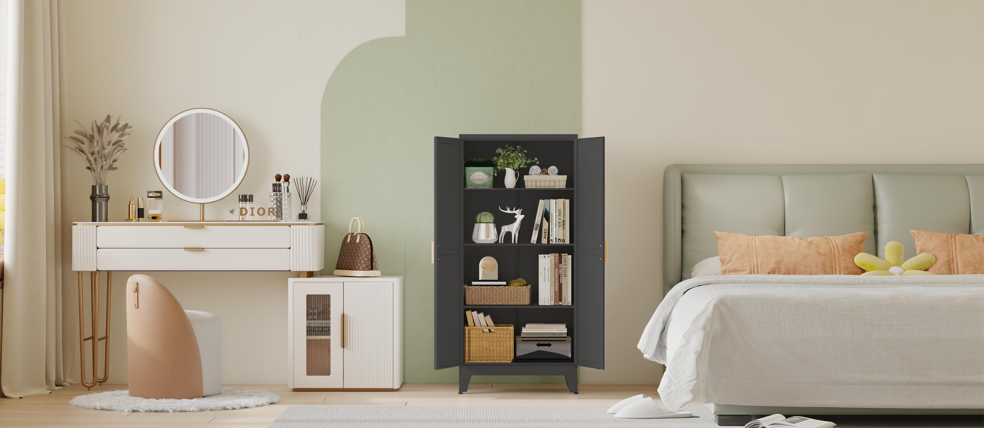 Metal Pantry Cabinet 47"with 2 Doors & 3 Adjustable Shelves, Kitchen Pantry Storage Cabinets for Dining Room, Living Room, Bathroom Furniture Organization storage cabinets drawer dresser Freestanding Cupboard Metal Pantry Cabinet 47"with 2 Doors & 3 Adjustable Shelves, Kitchen Pantry Storage Cabinets for Dining Room, Living Room, Bathroom Furniture Organization storage cabinets drawer dresser Freestanding Cupboard