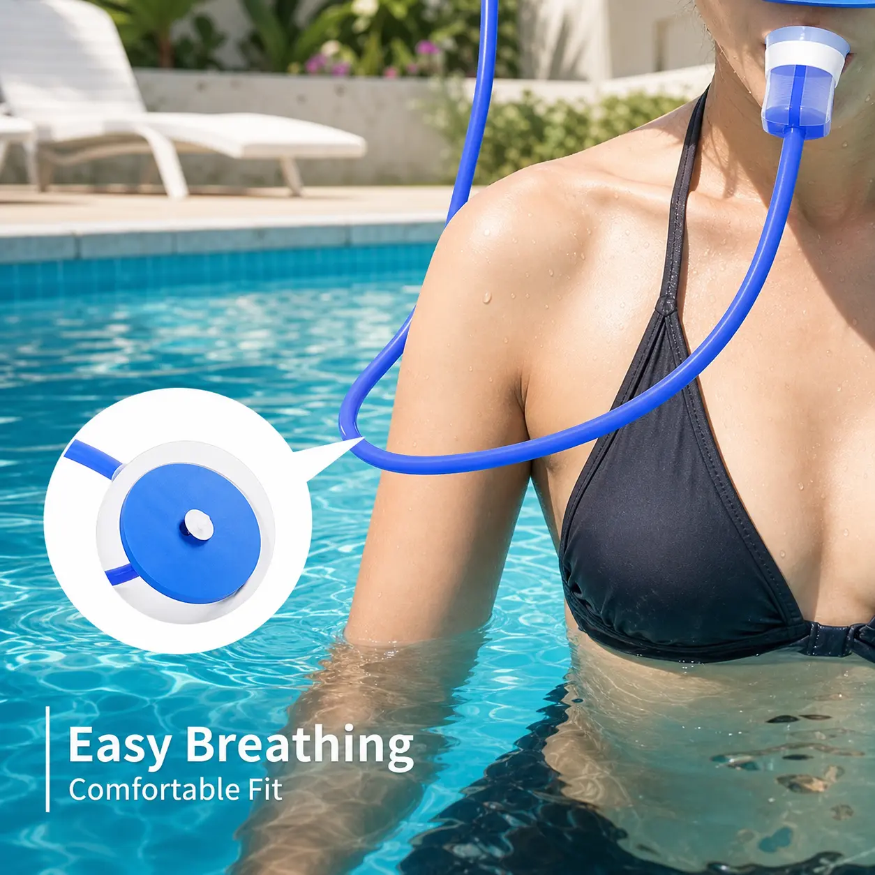 Underwater Breathing Snorkel Tube with Silicone Mouthpiece - Easy Breathing, 1 Count for Swimming Training, Diving (Sports & Outdoor Water Sports Gear)