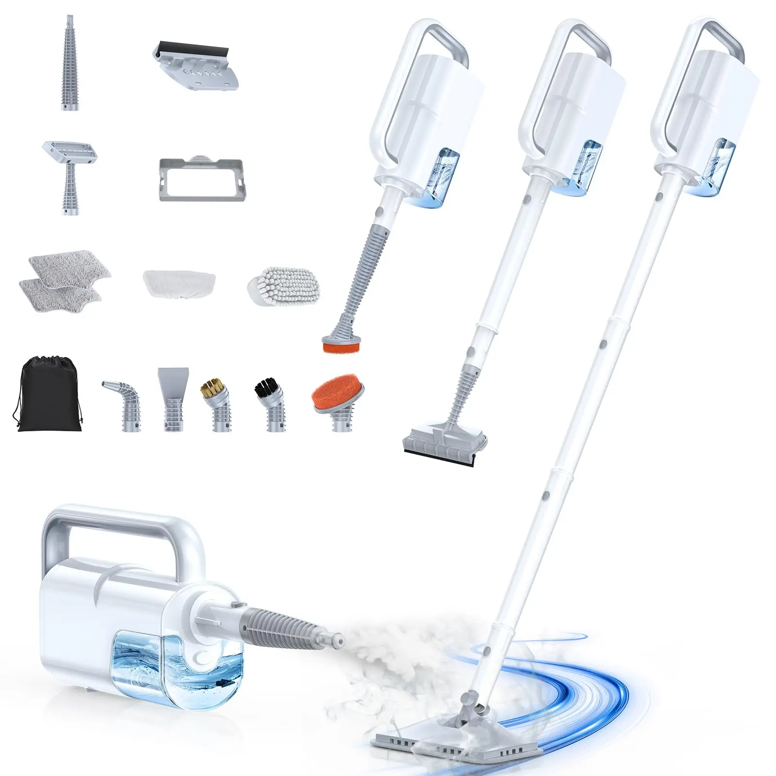 LABIGO 10-in-1 Steam Cleaner for Home & Car,  Detachable Handheld Steam Mop, 350ml Tank, 10s Heat-Up, 248°F Steam Cleaner, Swivel Head for Floor, Carpet, Tiles, B BQ grill, Car Detailing