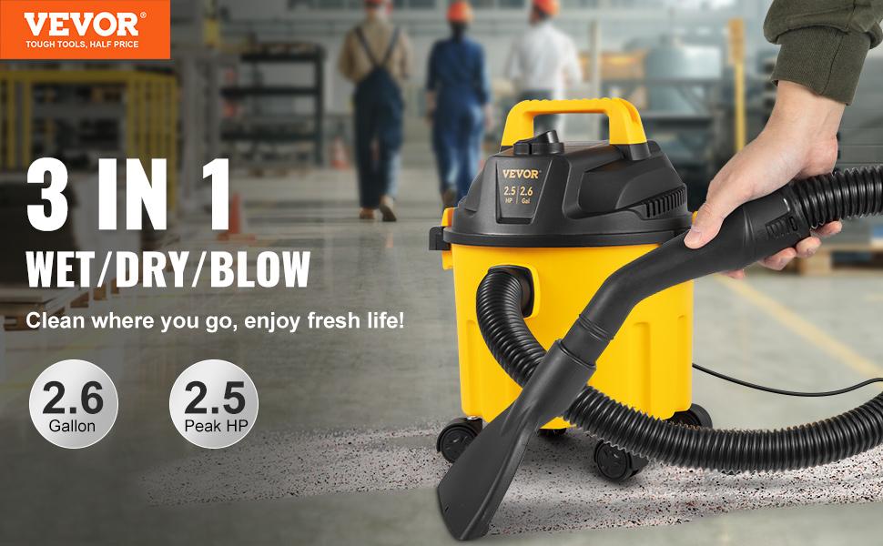 VEVOR Wet Dry Vac, TikTokShopBlackFriday, Max 8 Gallon, 6 Peak HP, 3 in 1 Shop Vacuum with Blowing Function, Portable with Attachments to Clean Floor, Upholstery, Gap, Car, ETL Listed VEVOR Super Brand Day
