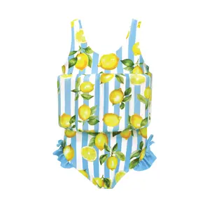 Girls One-Piece Swimsuit – Italian Inspired Print - Buoyancy Assitance