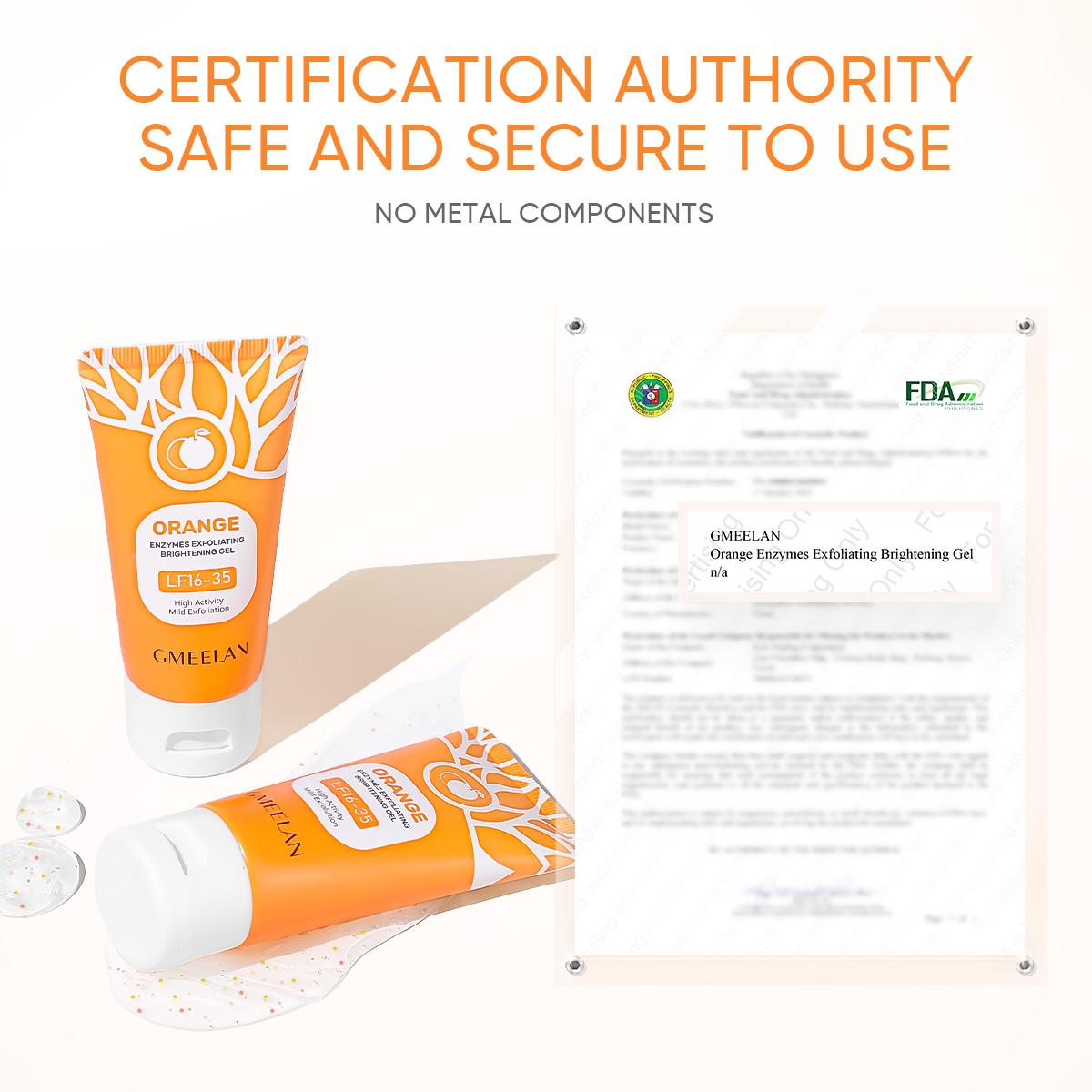 GMEELAN Orange Enzymes Exfoliating Gel 50G LF16-35 French Enzyme Mild Exfoliating Fast Non-Irritating Face Scrubs for All Skin Types GMEELAN Orange Enzymes Exfoliating Gel 50G LF16-35 French Enzyme Mild Exfoliating Fast Non-Irritating Face Scrubs for All Skin Types