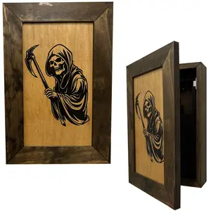 Hidden Safe With Grim Reaper Design, Secure Concealed Shelf by Bellewood Designs