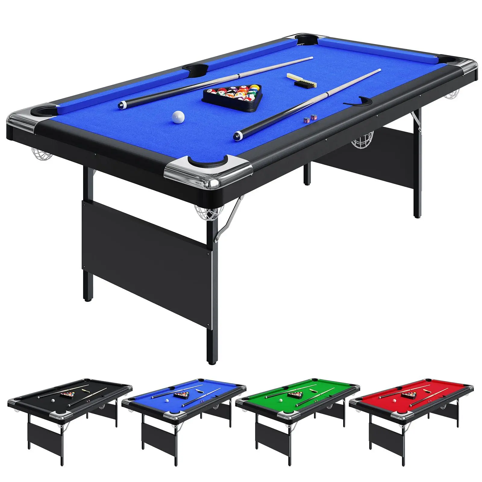 Gaomon 7ft Billiards-Pool Multi-Game Combo Table for Family Game Rooms, Includes Full Ball Set, 2 Cue Sticks, Chalk, and Felt Brush, Billiards Table, Pool Table