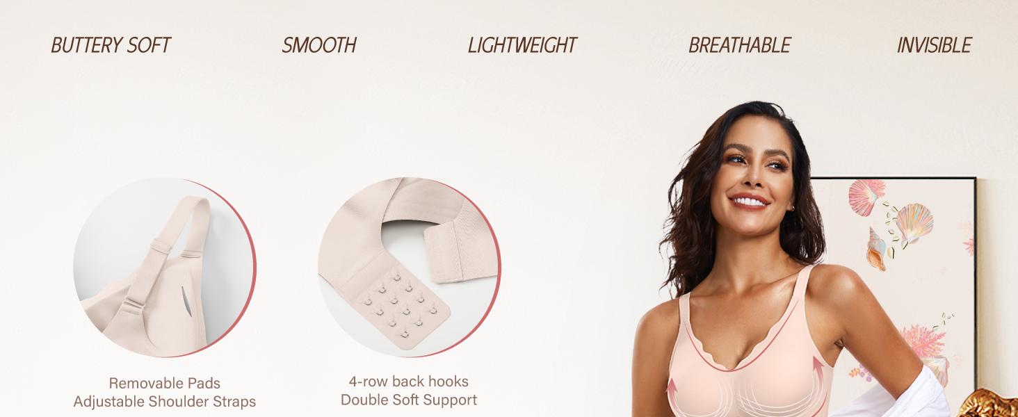 OEAK Women Seamless Soft Jelly Bra Push-Up Bralette Wireless No Underwire Comfort Full Coverage Everyday Bra OEAK Women Seamless Soft Jelly Bra Push-Up Bralette Wireless No Underwire Comfort Full Coverage Everyday Bra