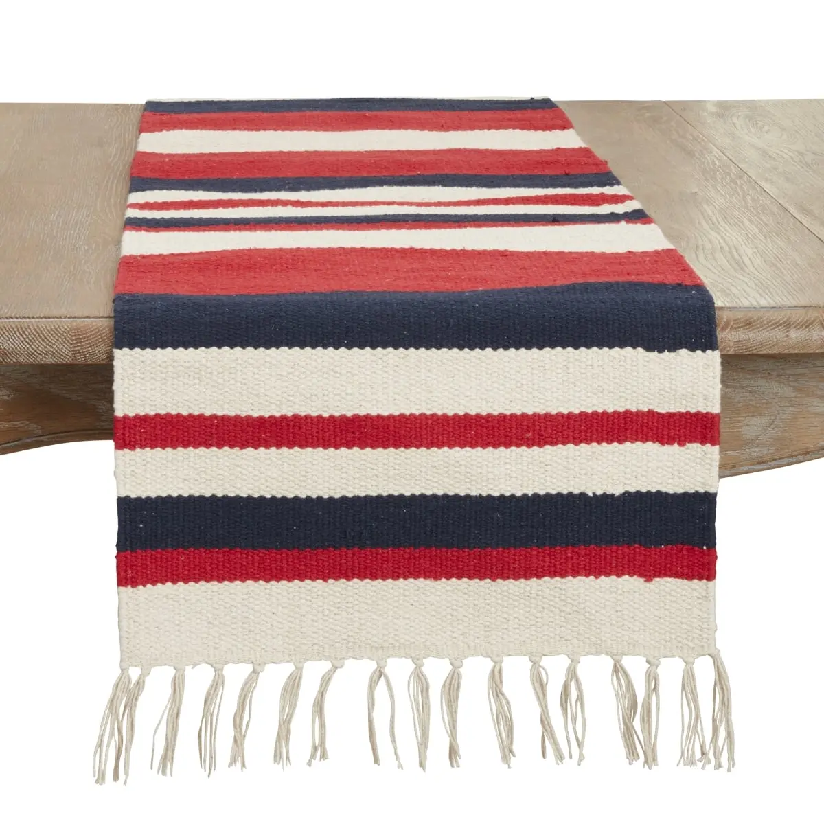 Saro Lifestyle 318.M1672B Patriotic 100% Cotton American Dream Stripes Table Runner, 16x72 in, Spot Clean, Multi-Color