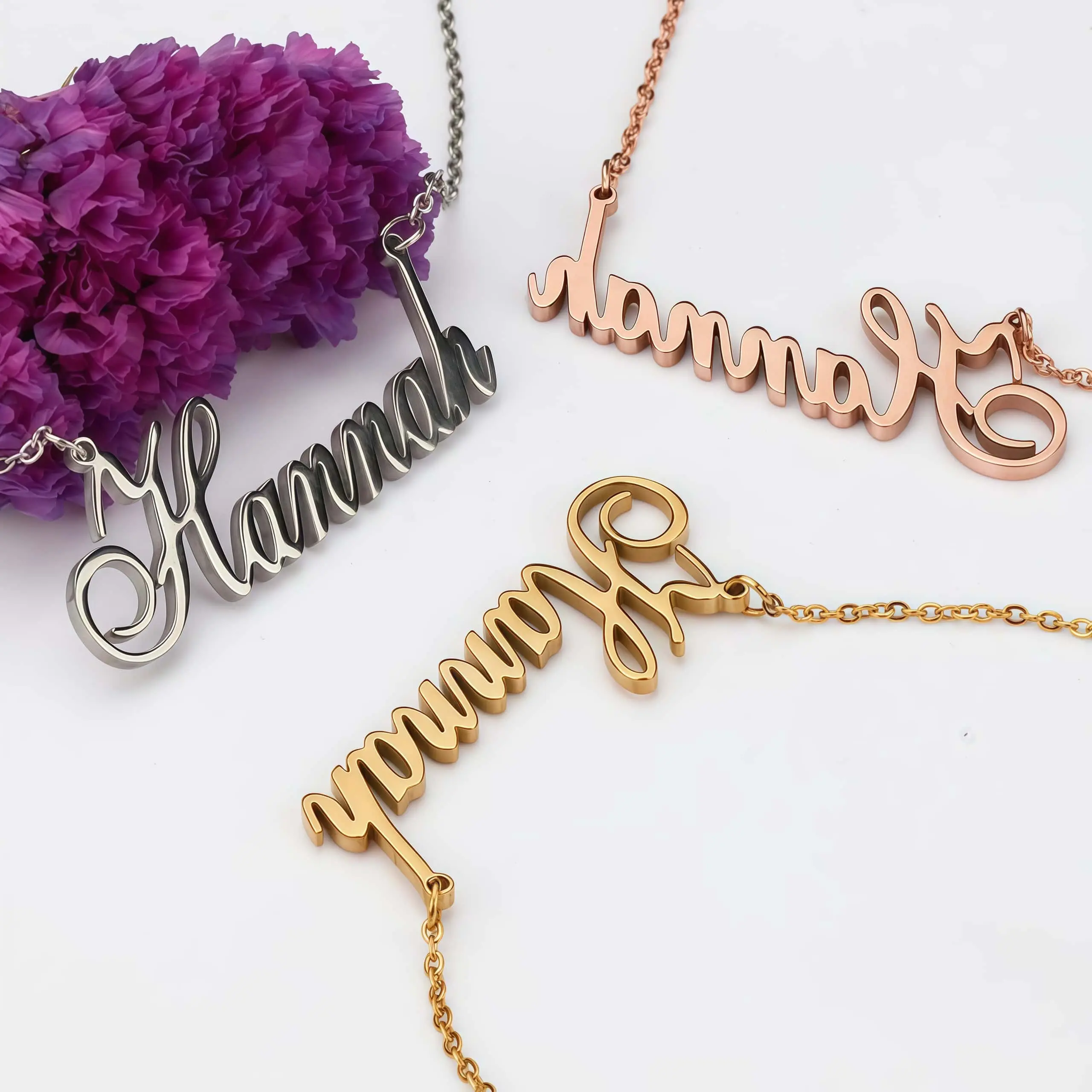 Dainty Look Customizable Unisex Name Necklace - Waterproof Stainless Steel Engraved Pendant, Tarnish-Proof Gold/Silver/Rose Gold, Metal Coating, Personalized Summer Jewelry Gift for Her, Beach Accessory, Electroplating, Multiple, Engraved Names, Add Note,