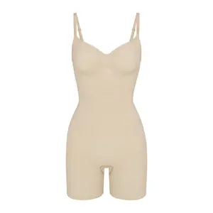 SEAMLESS SCULPT MID THIGH BODYSUIT | SAND