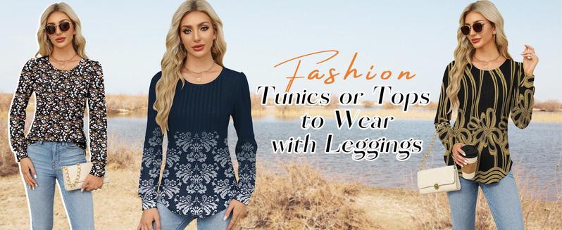 WIHOLL Fashion Crewneck Pleated Tunic Tops for Women Soft & Breathable Long Sleeve Blouses Dressy Casual Wear with Leggings