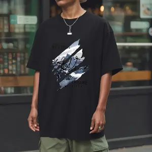 Men's short sleeved T-shirt Mountain Legend Design Solid color creative printed short sleeved top fashion men's wear