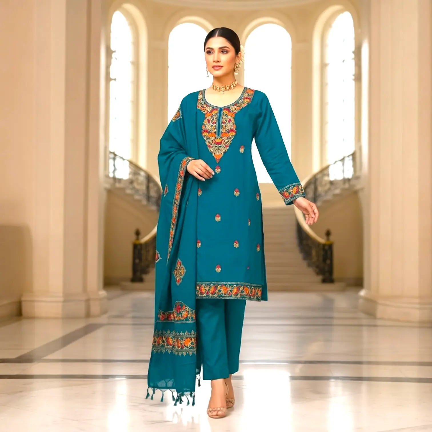 Customized embroidered winter kurta set Customized embroidered winter kurta set