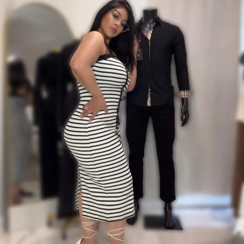 Flattering Fit Striped Midi Dress