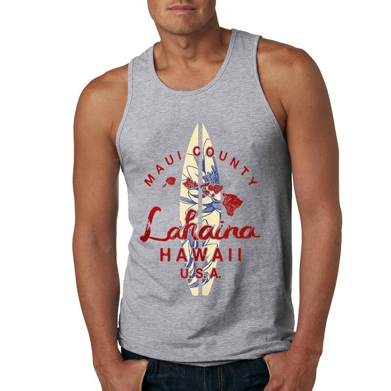 Style A H403 MAUI Lahaina Vintage Hawaiian Islands Hawaii Tank Top , Summer Gym Muscle Sleeveless, Casual Knitted Slim Fit Beach Tank top Fabric Menswear