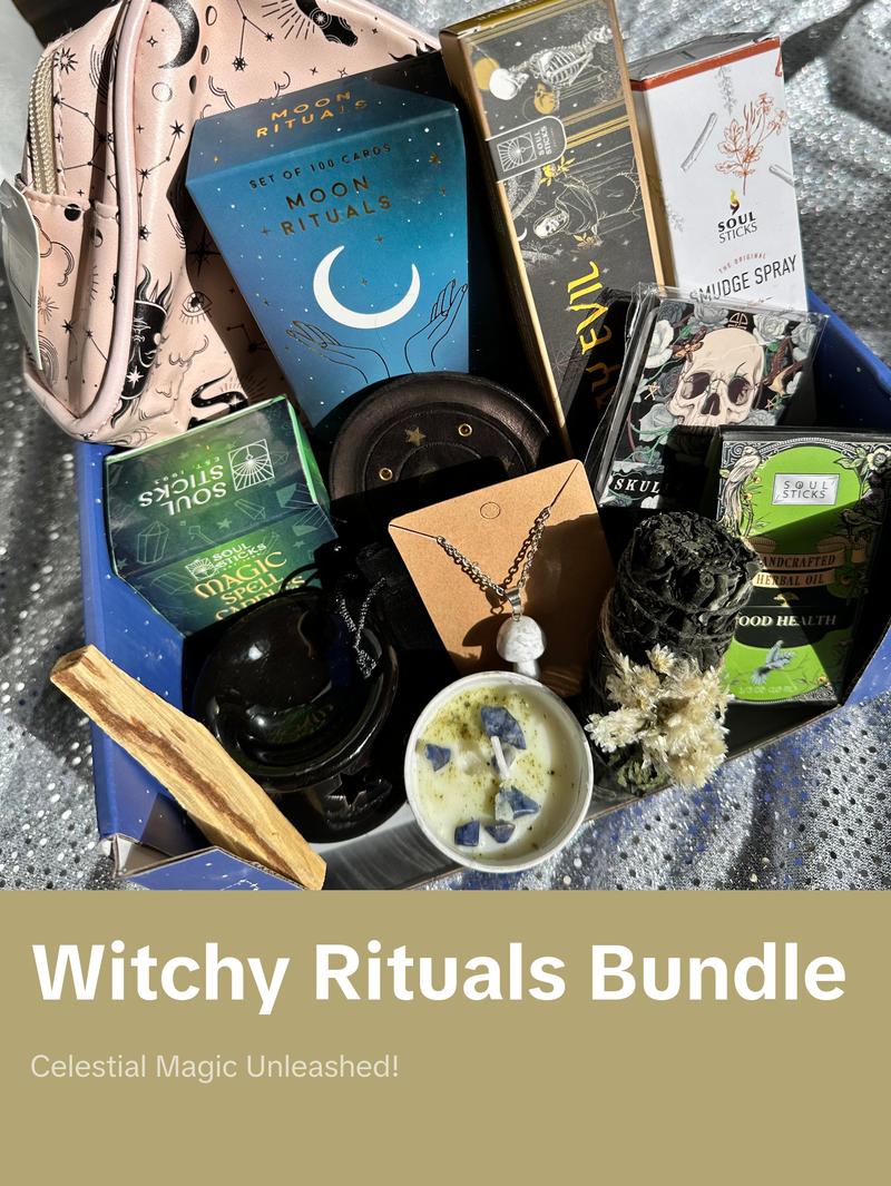 Ships From California Celestial Witchy Spell Candle, Journal, Accessories, Tarot/ritual/spell Cards or Books, Bundle Gift Set